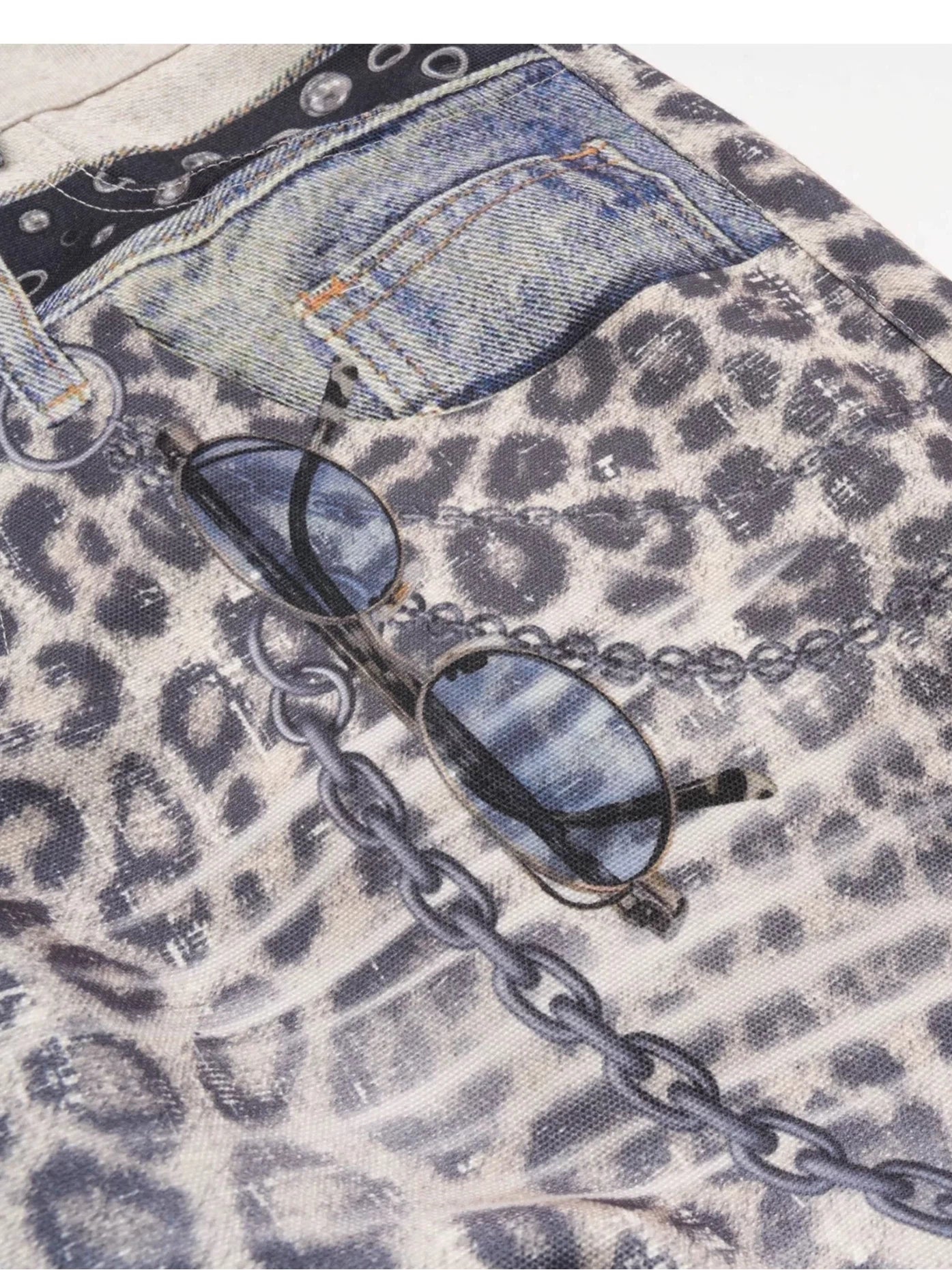 Brick Lane Wide-leg Animal Print Contrast Festival Pants - Grey/Mono