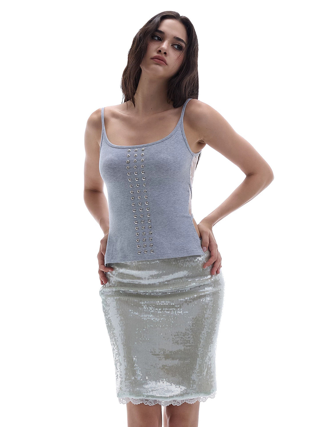 Brick Lane Skimming Lace Crop Top - Blue