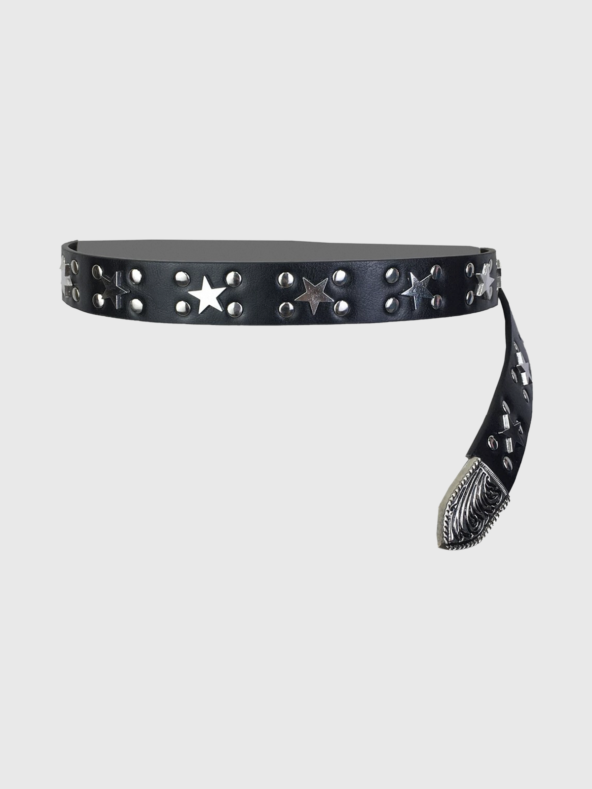 Brick Lane Vintage Star Studded Belt - Black