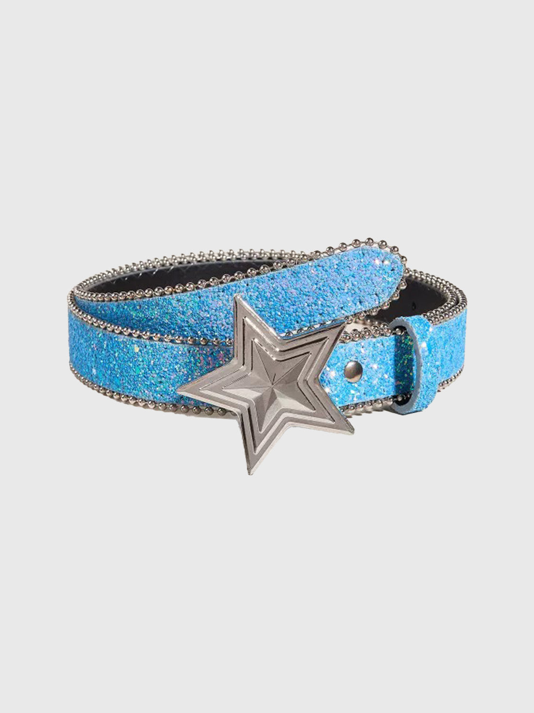 Brick Lane Sequin Star Western Belt - Blue