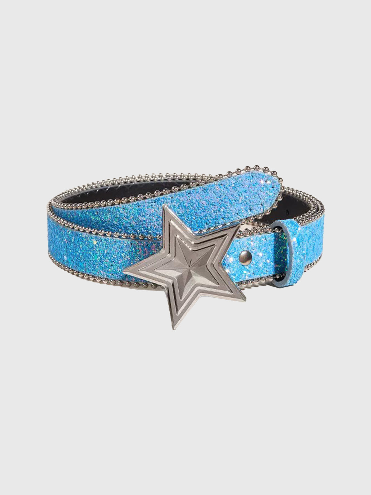 Brick Lane Sequin Star Western Belt - Blue