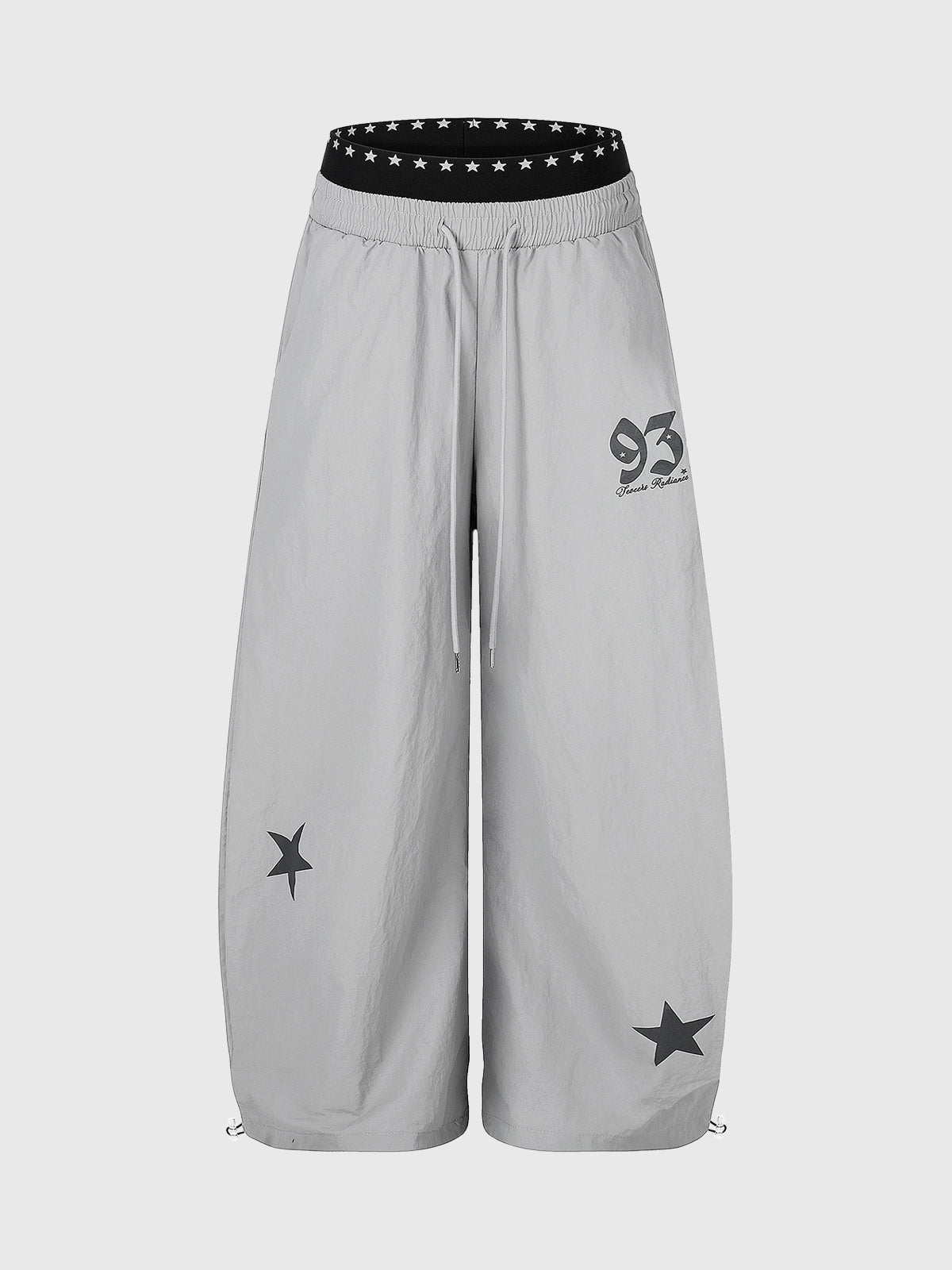 Brick Lane Layered-Look Star Graphic Baggy Sweatpants - Grey