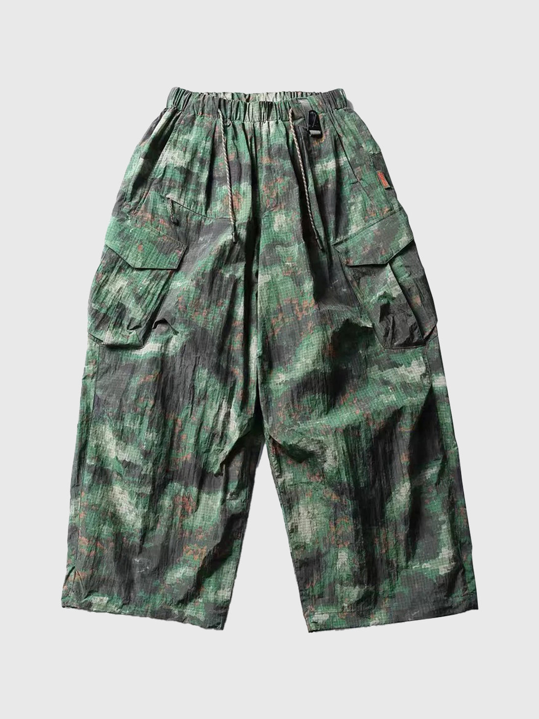 Brick Lane Wide-Leg Camouflage Cargo Shorts - Green Camo