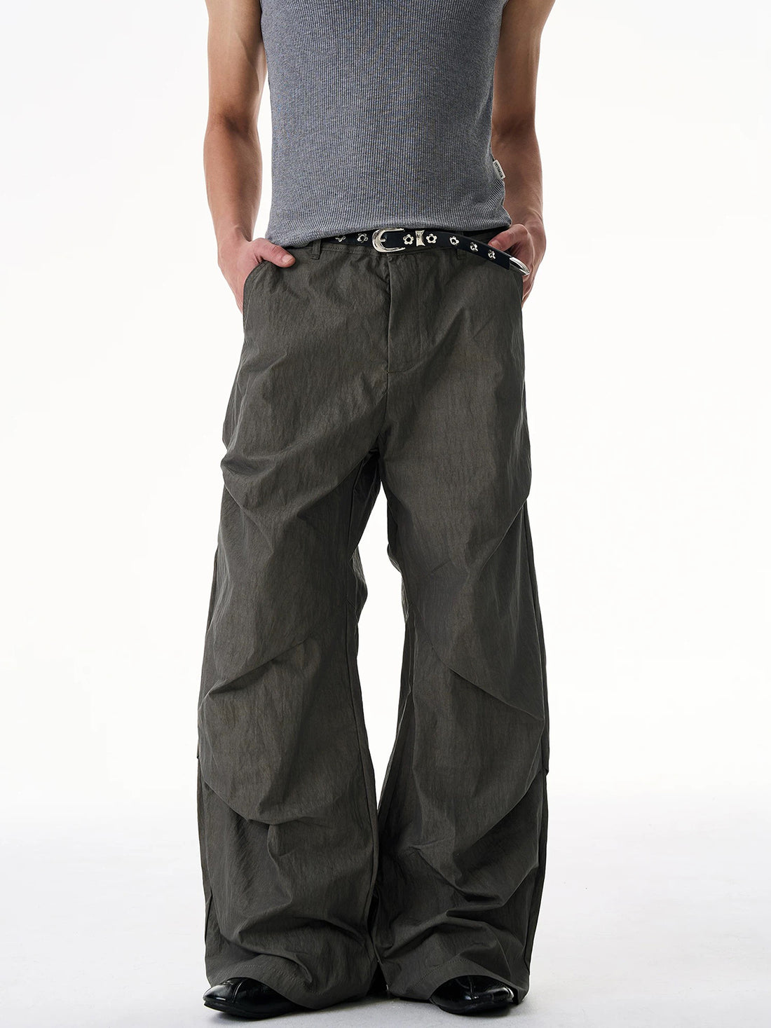 Co-ed Dorm Wide-Leg Slouchy Cargo Pants - Dark Grey
