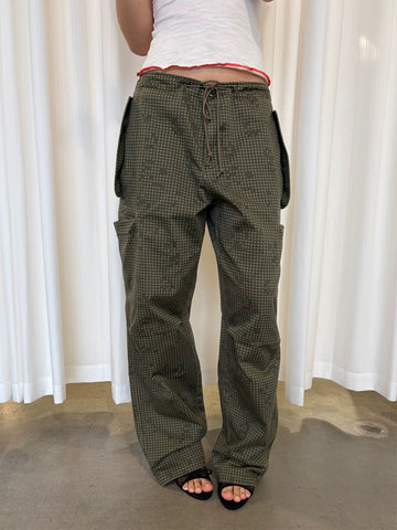 Brick Lane Relaxed Fit Check Plaid Pants - Green Plaid