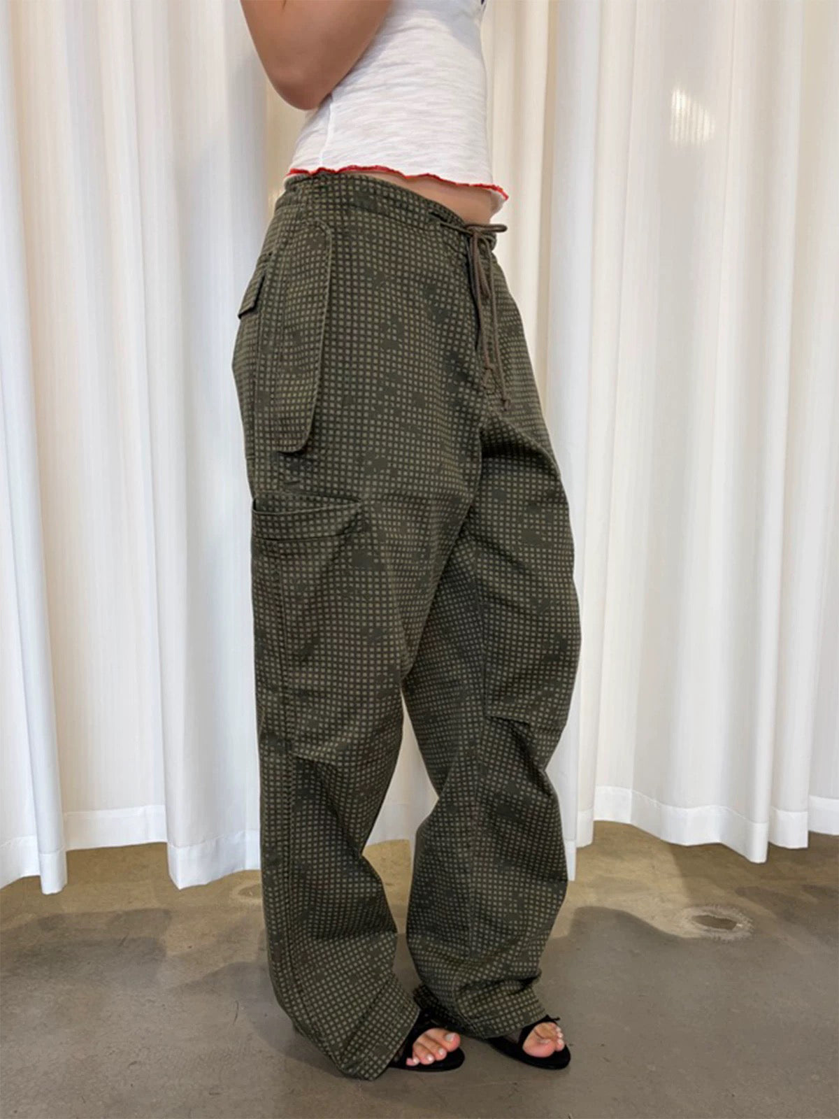 Brick Lane Relaxed Fit Check Plaid Pants - Green Plaid