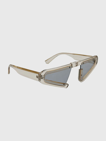 Brick Lane Rimless Futuristic Cat-Eye Sunglasses - Brown