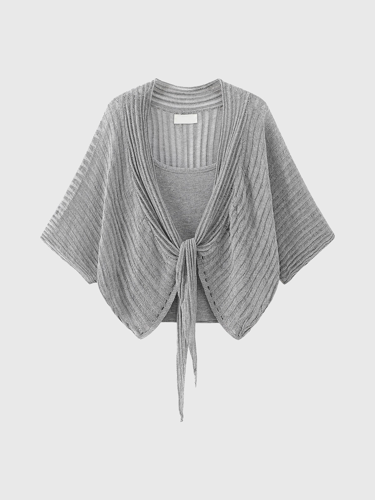 Dolled Office Loose Fit Tie-Front Plaid Blouse - Black and White