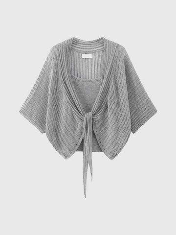 Dolled Office Loose Fit Tie-Front Plaid Blouse - Black and White