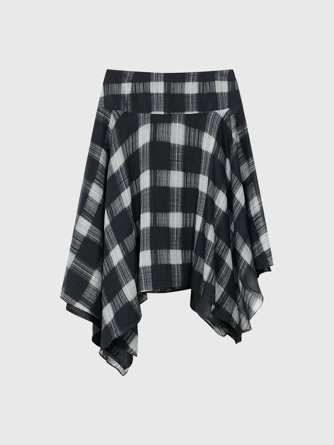 Dolled Office Asymmetric Check Plaid Midi Skirt - Navy Blue