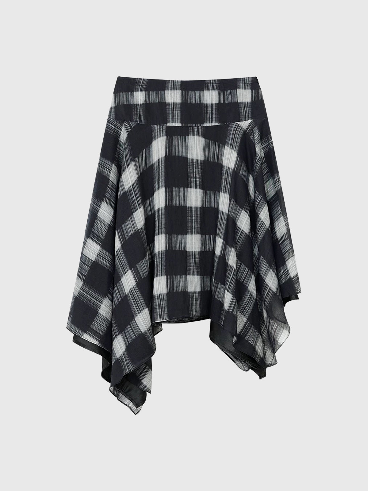 Dolled Office Asymmetric Check Plaid Midi Skirt - Navy Blue