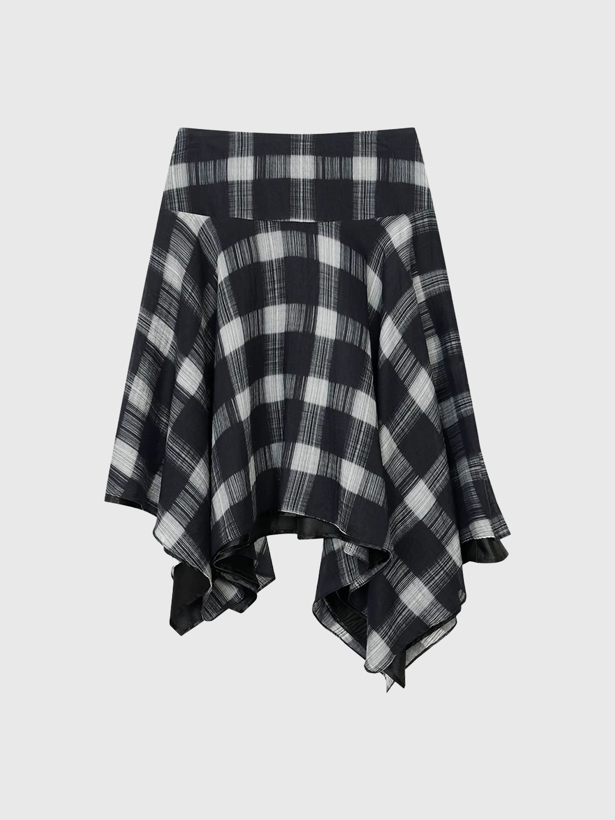 Dolled Office Asymmetric Check Plaid Midi Skirt - Navy Blue