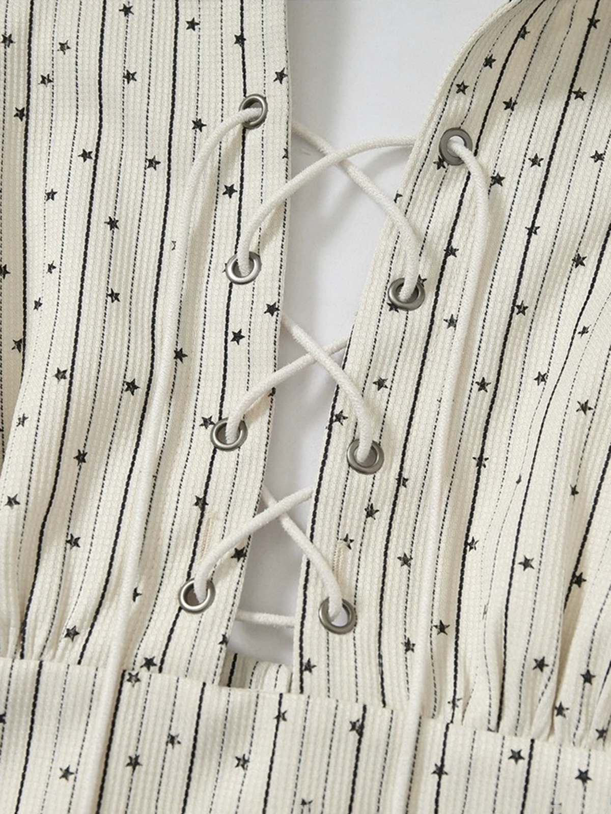 Brick Lane Waist-Defining Stripe Dot Hooded Sleeveless Top - Beige