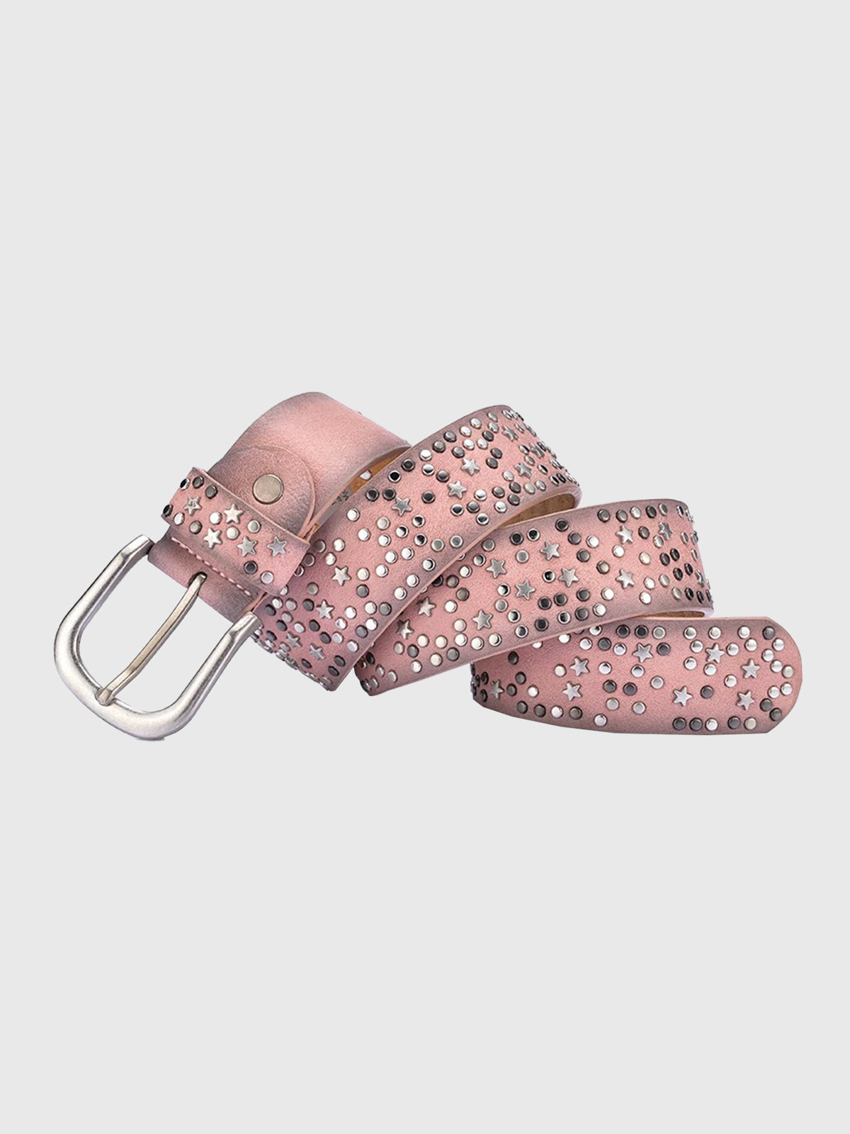 Brick Lane Star Studded Western Belt - Pink
