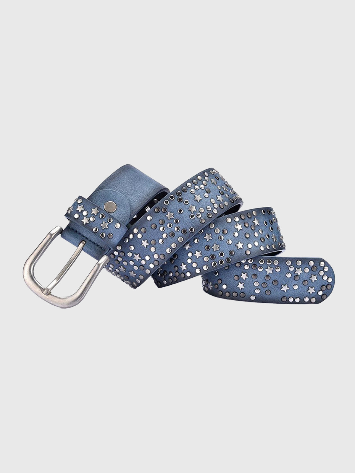 Brick Lane Star Studded Western Belt - Blue