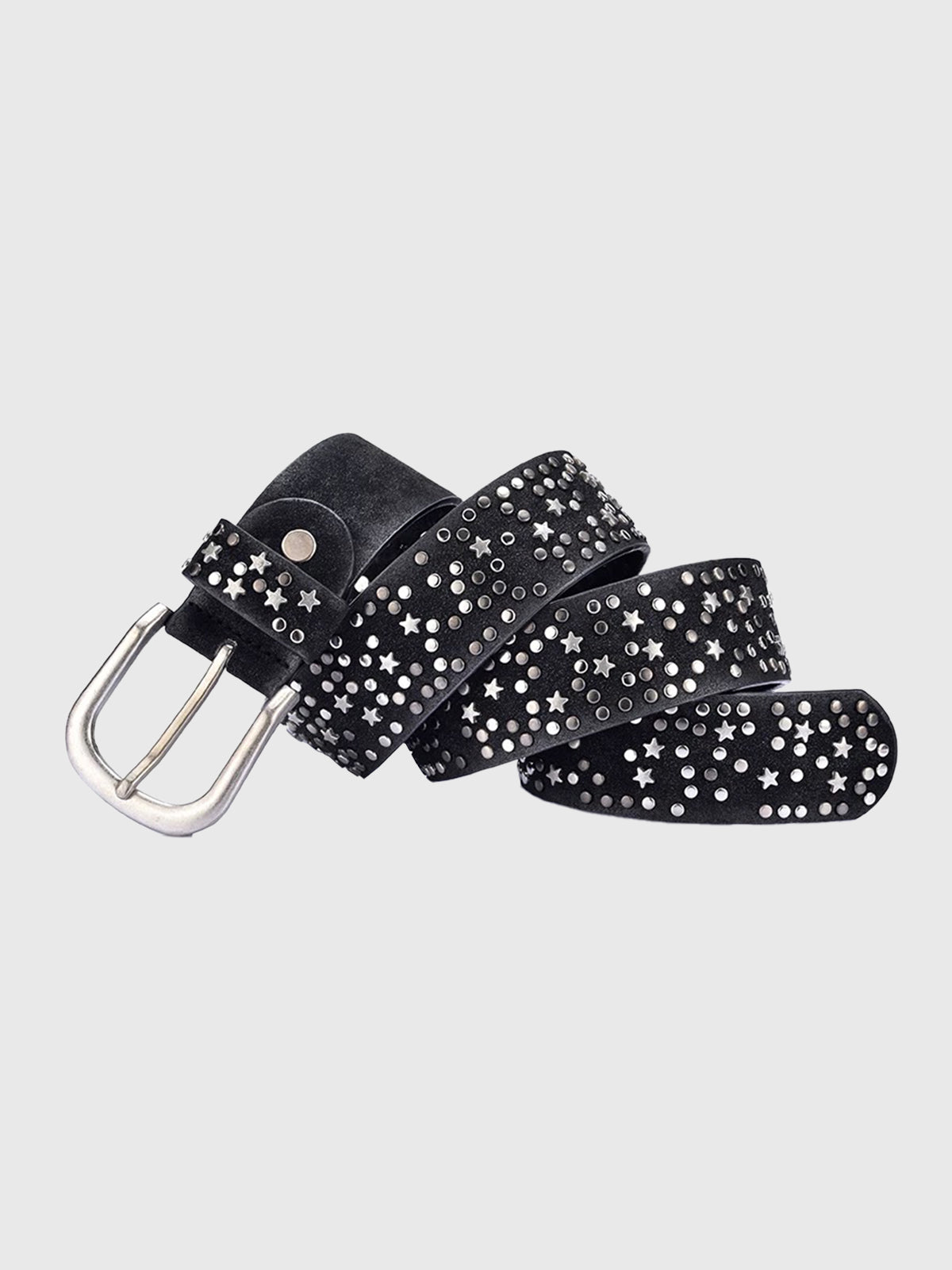 Brick Lane Star Studded Western Belt - Black