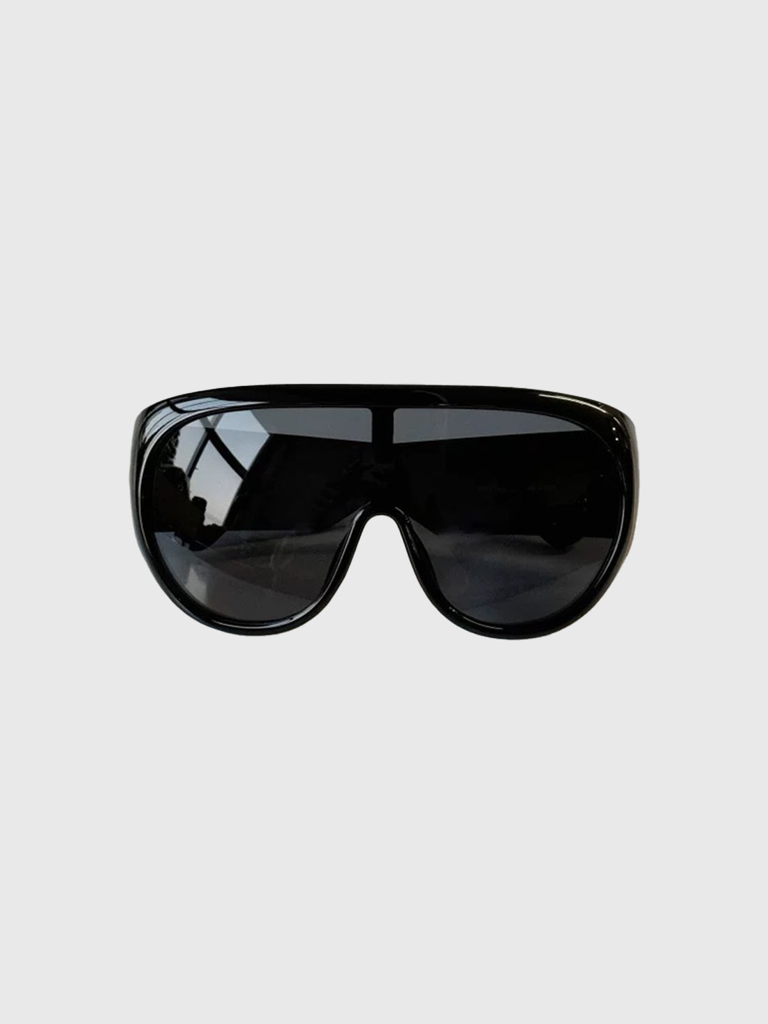 Brick Lane Oversized Shield Wrap-Around Sunglasses - Black