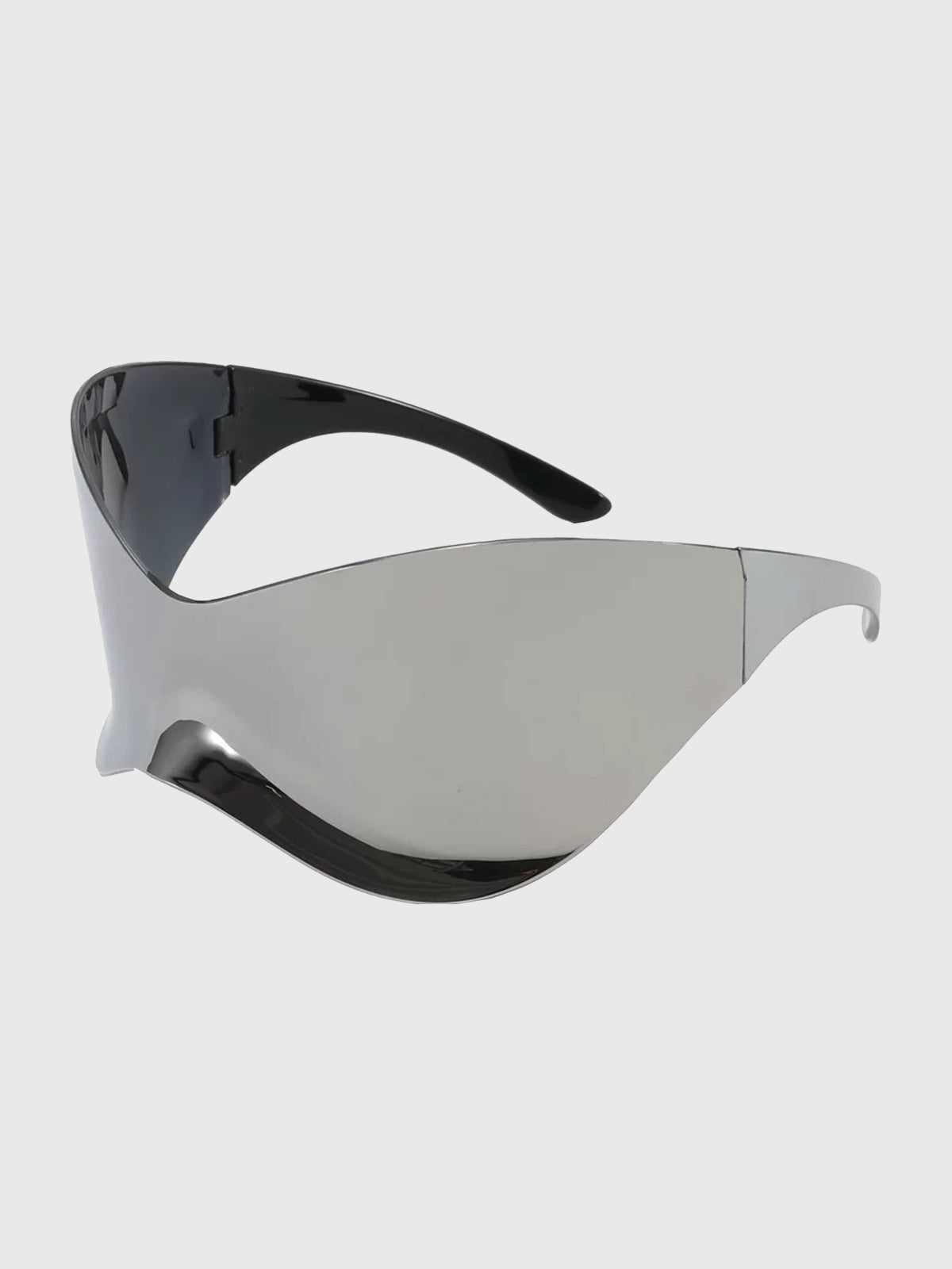 Brick Lane Futuristic Wrap-Around Streamlined Shield Sunglasses - Silver