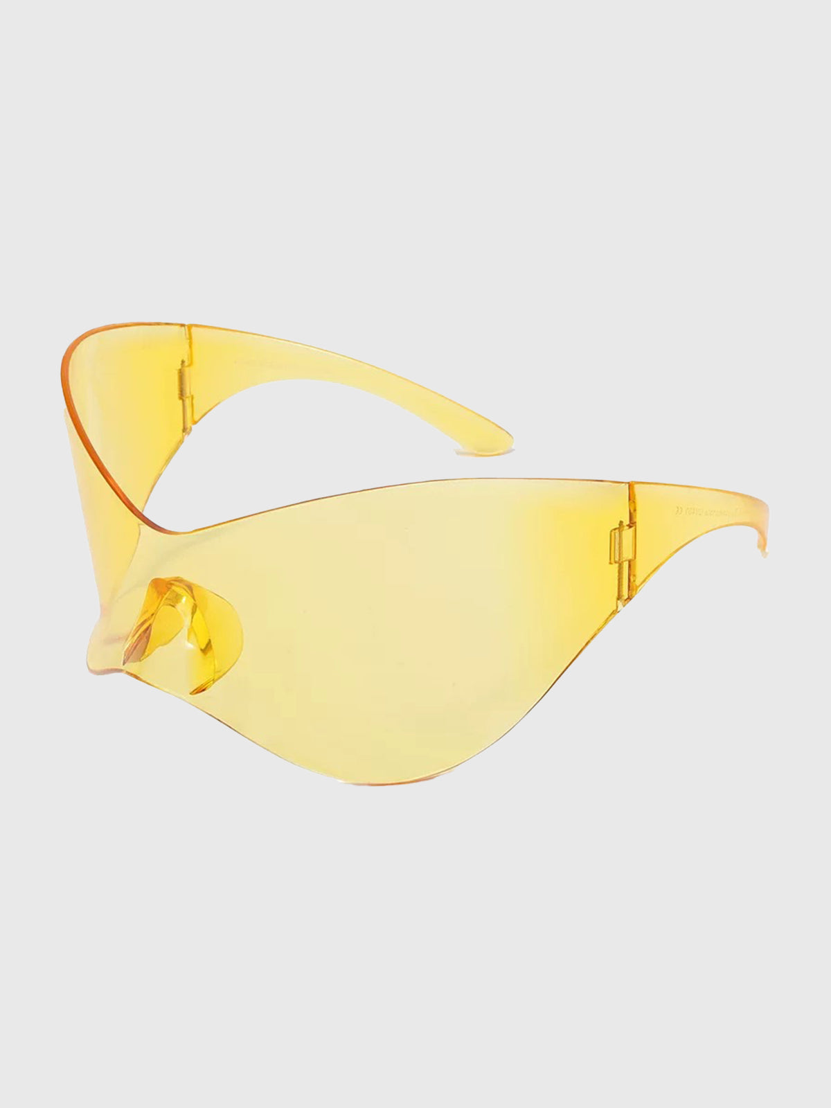 Brick Lane Futuristic Wrap-Around Streamlined Shield Sunglasses - Yellow