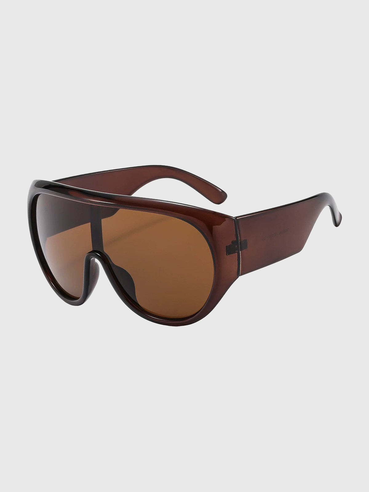 Brick Lane Oversized Shield Thick Frame Vintage Sunglasses - Brown