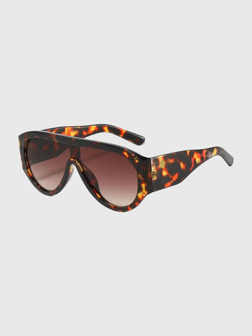 Brick Lane Oversized Tortoiseshell Frame Retro Sunglasses - Tortoise Brown