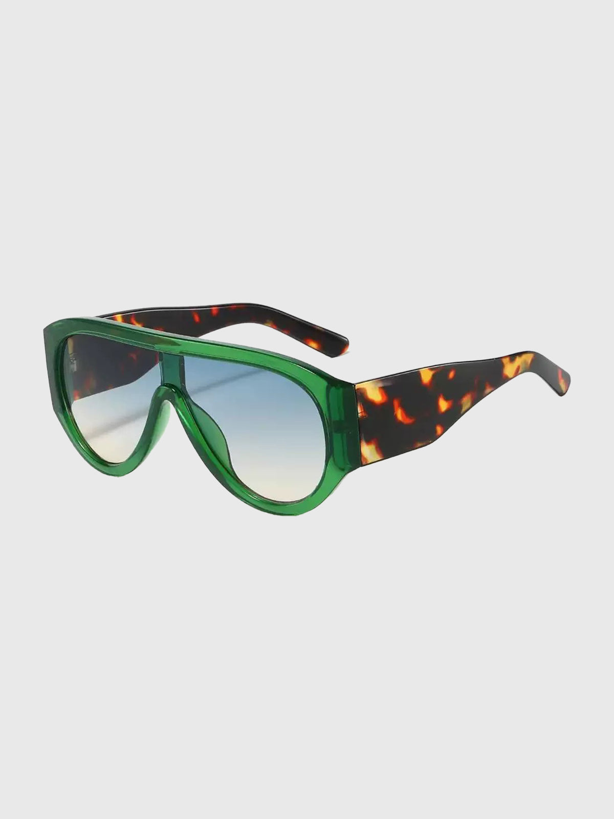 Brick Lane Oversized Tortoiseshell Frame Retro Sunglasses - Tortoise Green