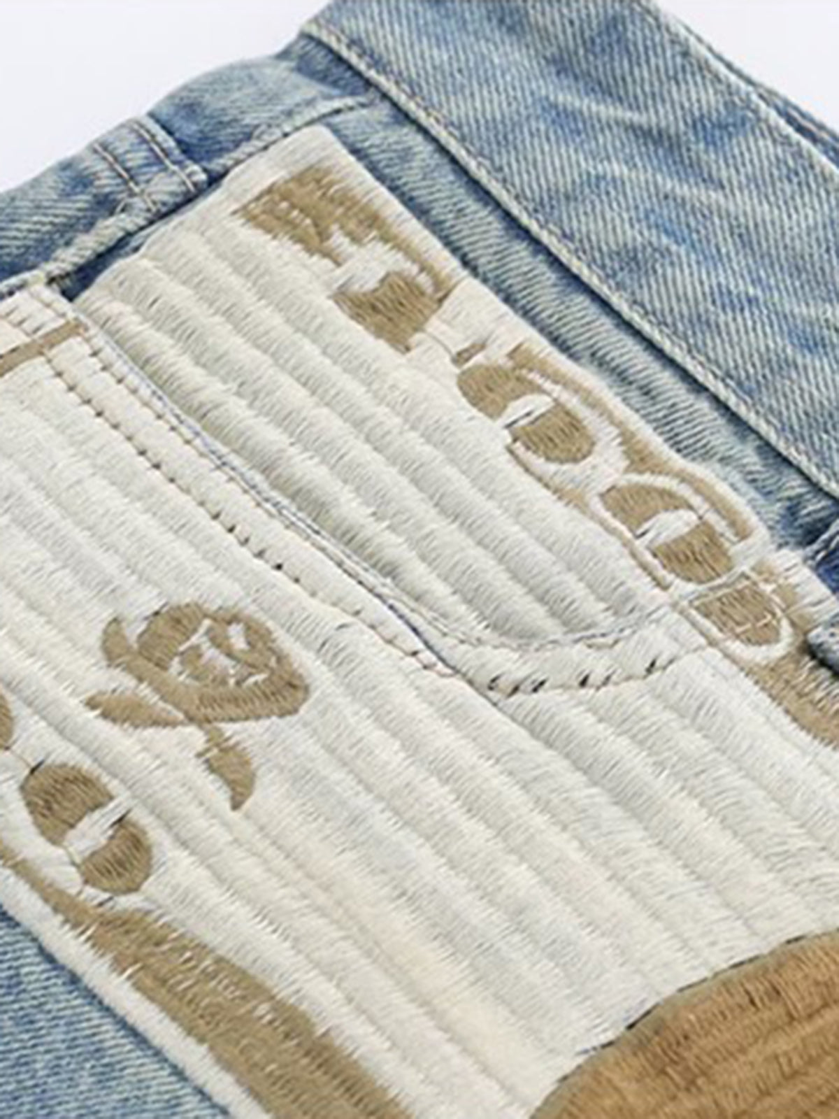 Brick Lane Wide-Leg Fold-Over Waist Denim Jorts - Light Blue