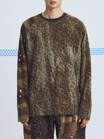Co-ed Dorm Baggy Leopard Camouflage Pattern Sweatshirt - Brown Camo