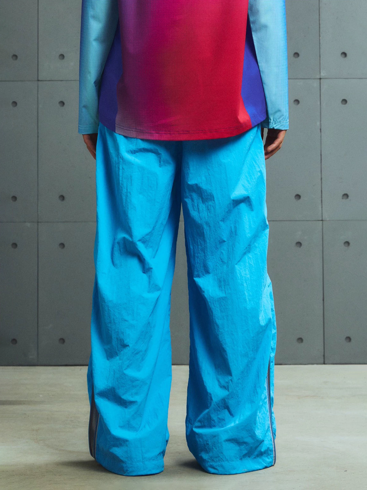 Lace Court Wide-Leg Lace Side Stripe Track Pants - Bright Blue