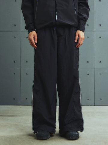 Lace Court Wide-Leg Lace Side Stripe Track Pants - Black