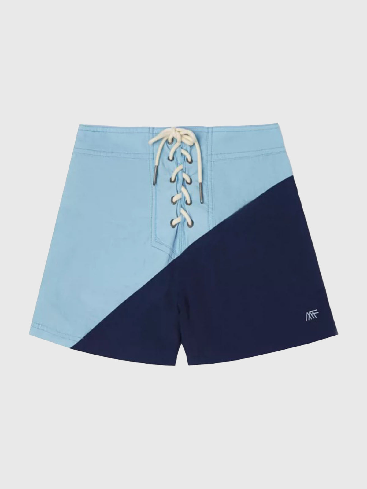 Lace Court Low-Rise Contrast Color Lace-Up Shorts - Blue and Navy