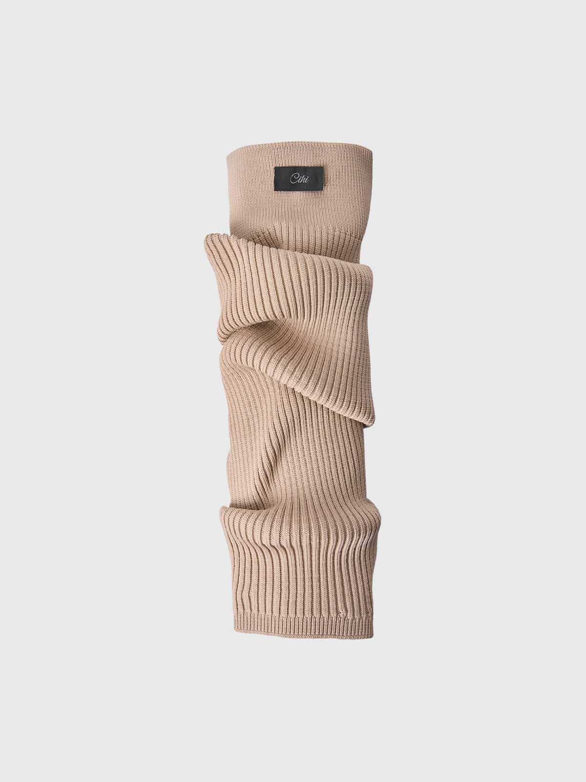 Brick Lane Slouchy Waffle Knit Leg Warmers - Khaki