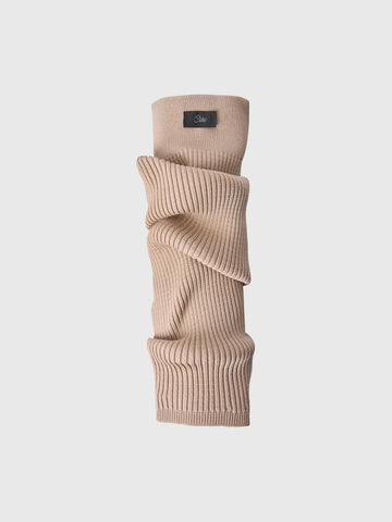 Brick Lane Slouchy Waffle Knit Leg Warmers - Khaki
