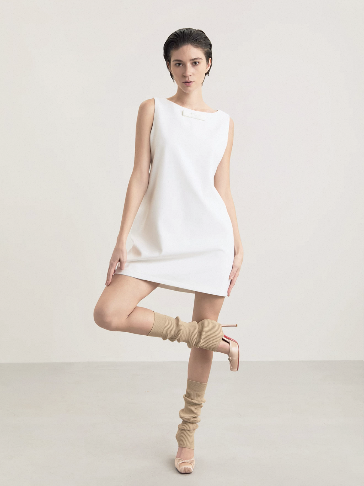 Brick Lane Slouchy Waffle Knit Leg Warmers - Khaki