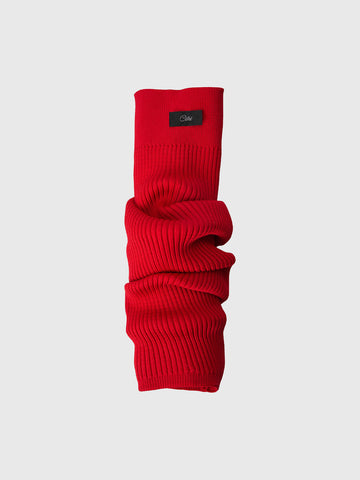 Brick Lane Slouchy Waffle Knit Leg Warmers - Red