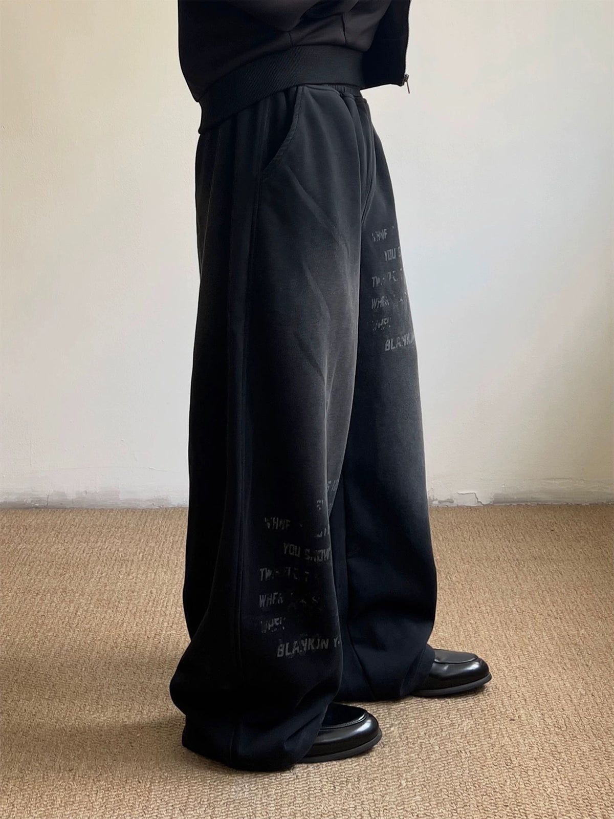 Brick Lane Wide-Leg Washed Distressed Denim Jeans - Dark Grey