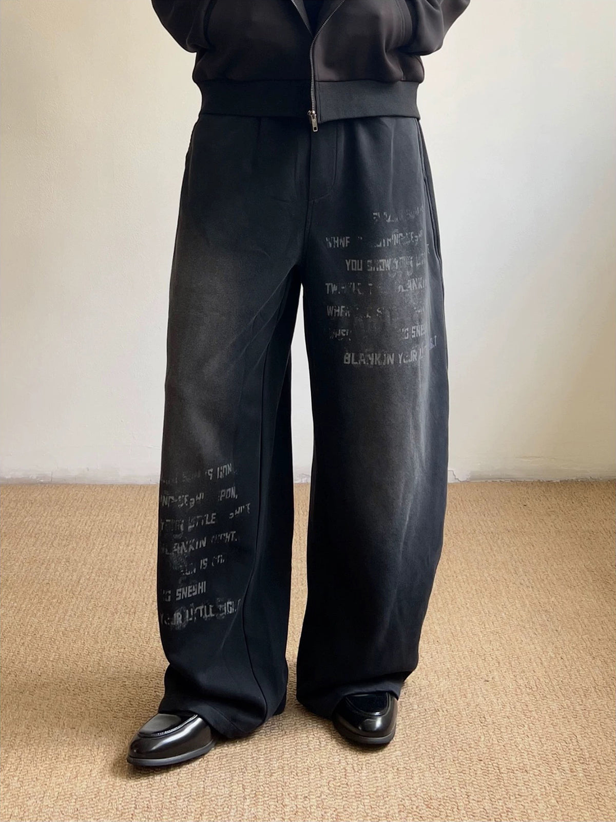Brick Lane Wide-Leg Washed Distressed Denim Jeans - Dark Grey