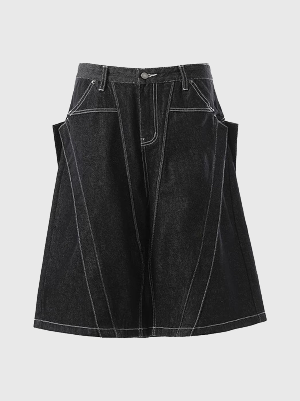Brick Lane Wide-Leg Multi-Pocket Utility Cargo Shorts - Black