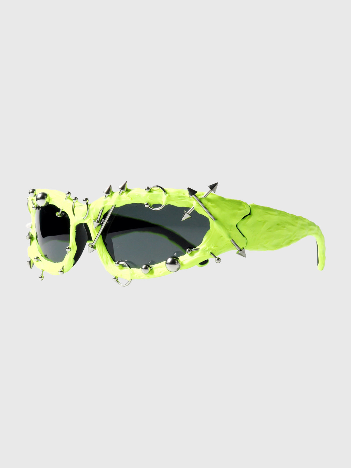 Brick Lane Futuristic Cyberpunk Spike Shield Sunglasses - Neon Green