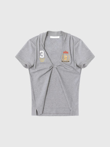 Brick Lane V-Neck Slim Fit Jersey Style T-Shirt - Grey
