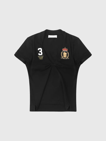 Brick Lane V-Neck Slim Fit Jersey Style T-Shirt - Black