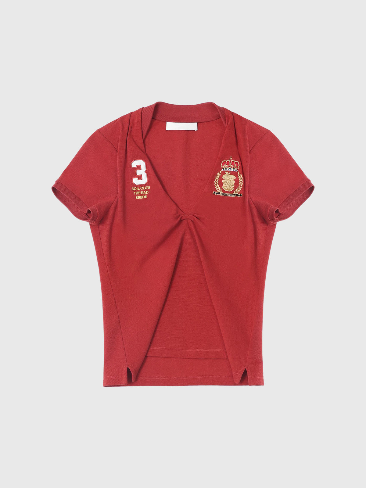 Brick Lane V-Neck Slim Fit Jersey Style T-Shirt - Red
