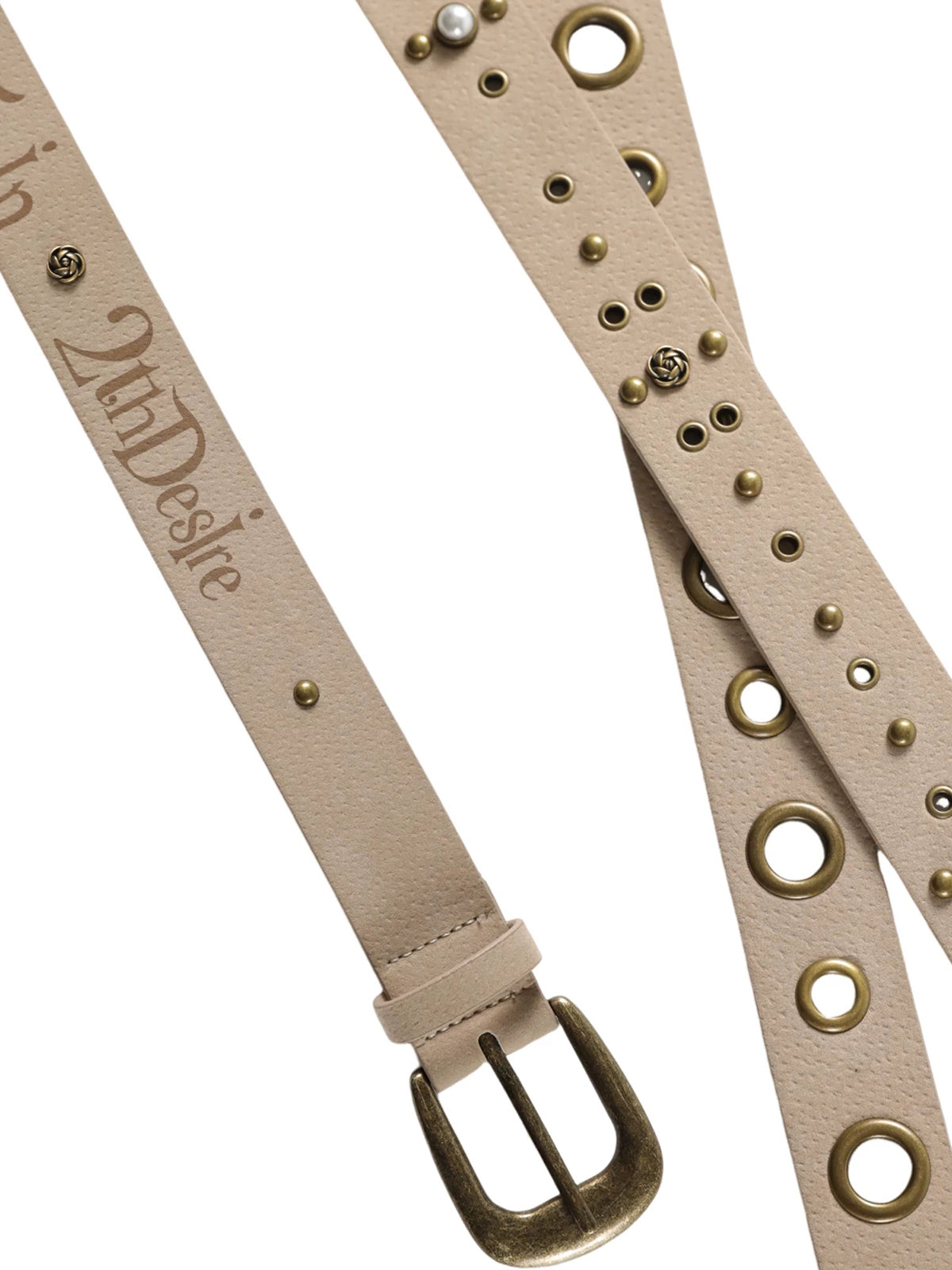Brick Lane Standard Grommet Hole Punch PU Leather Belt - Khaki