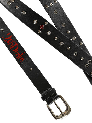 Brick Lane Standard Grommet Studded Punk PU Leather Belt - Black