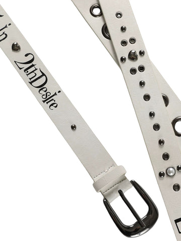 Brick Lane Standard Grommet Eyelet PU Leather Belt - White