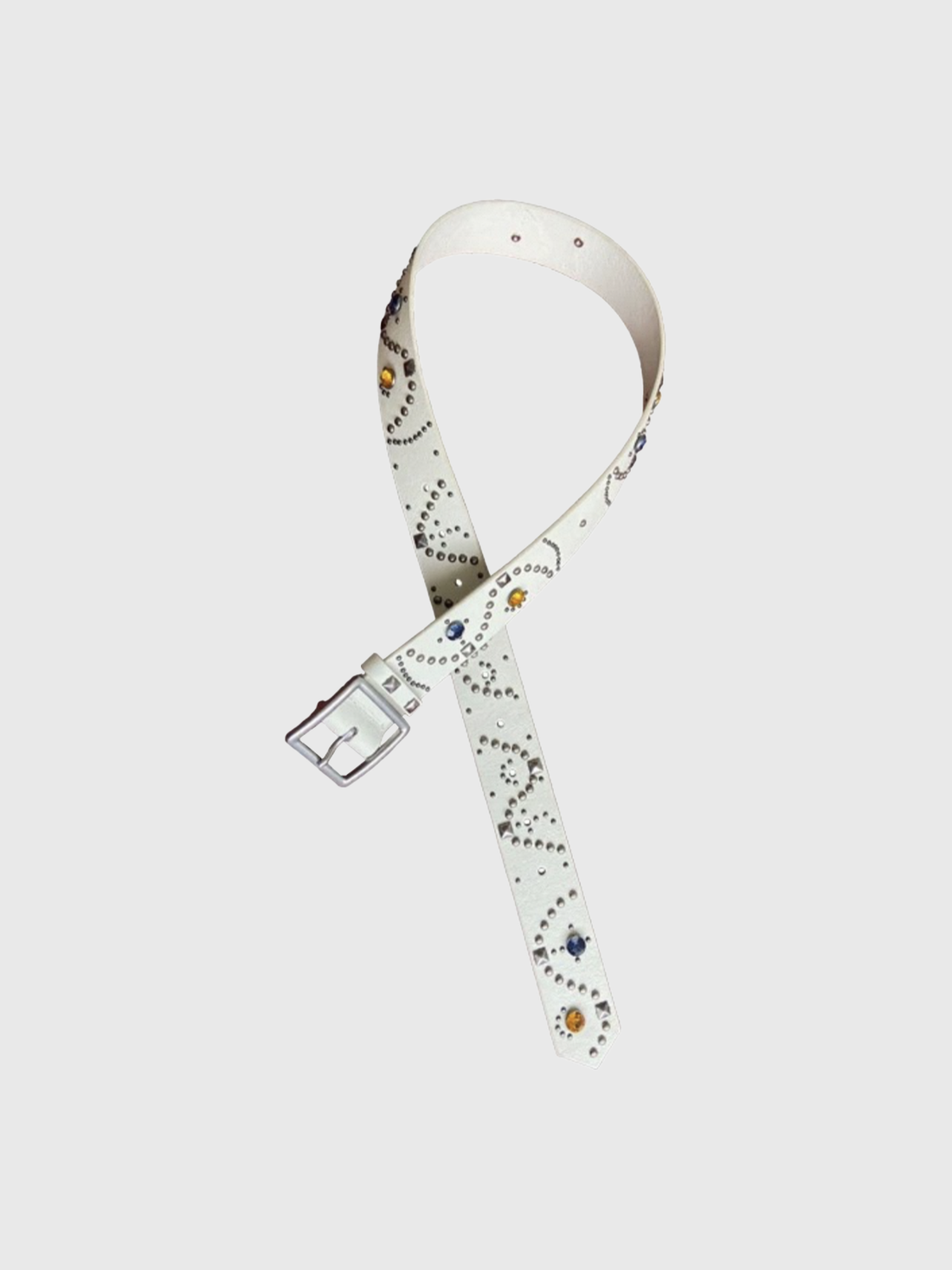 Brick Lane Skinny Lace-Up Crossover Wrap PU Leather Belt - White