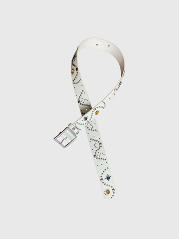Brick Lane Skinny Lace-Up Crossover Wrap PU Leather Belt - White