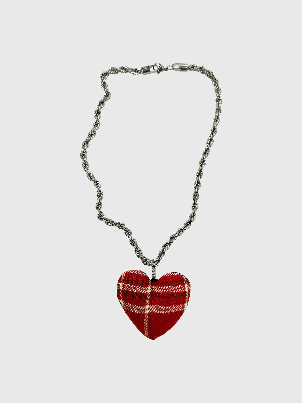 Brick Lane Reversible Check Plaid Heart Star Pendant Necklace - Black Red