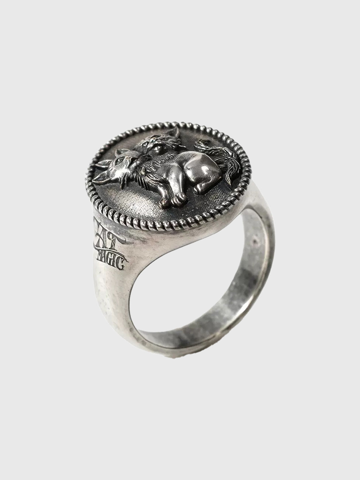 Brick Lane Chunky Distressed Metal Texture Ring - Antique Silver