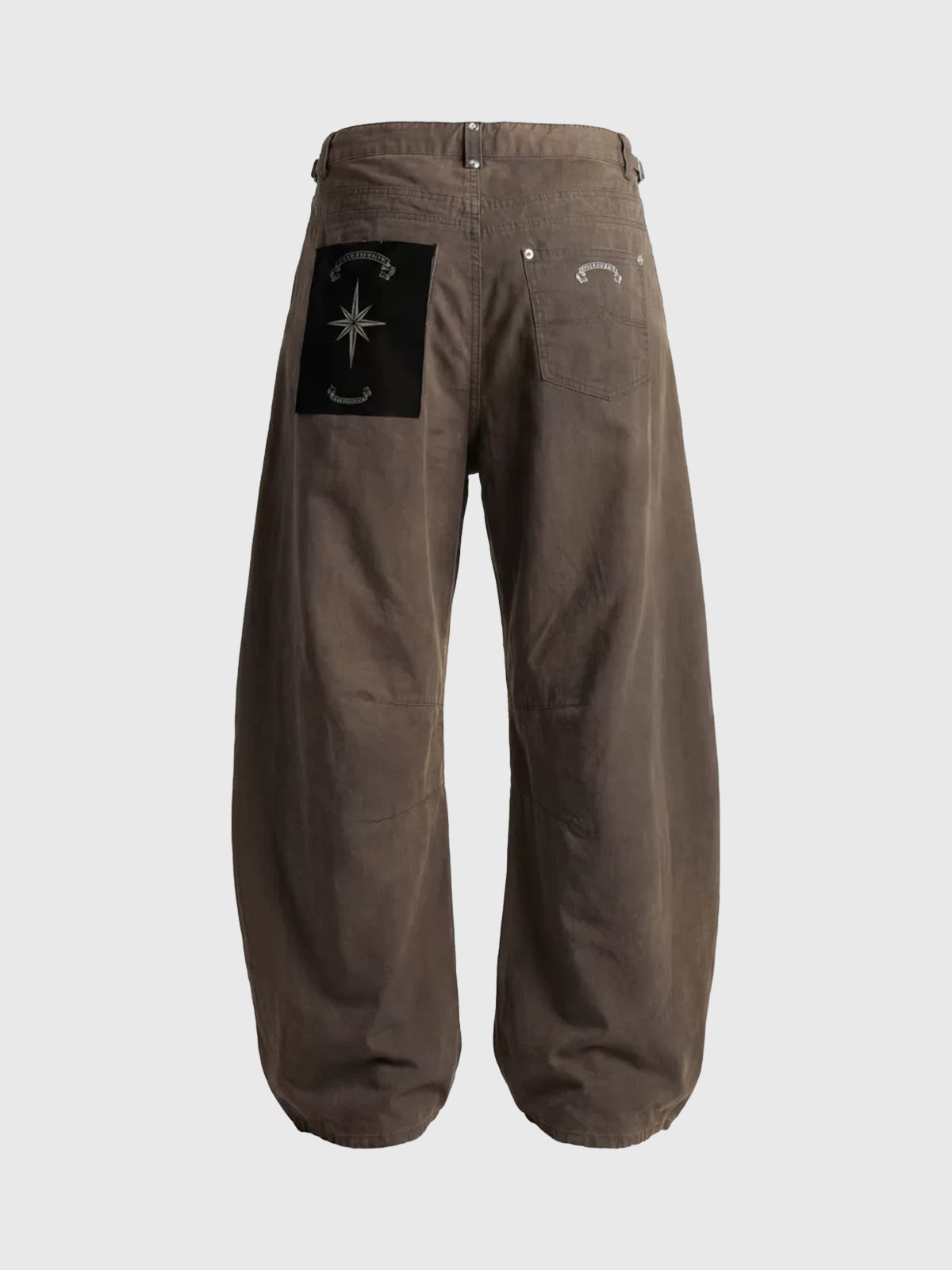 Brick Lane Wide-Leg Drawstring Waist Utility Cargo Pants - Coffee Brown